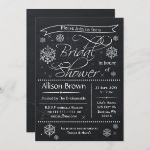 snowflakes Chalkboard Bridal shower Invitations