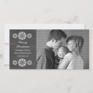 Snowflakes Chalkboard Holiday Photo Card, Grey Card