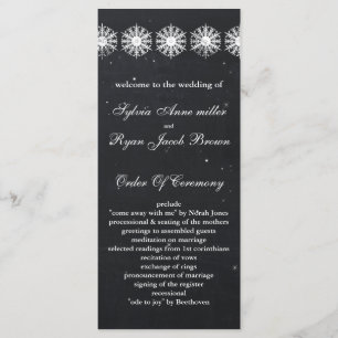 snowflakes chalkboard winter  Wedding program Programme