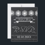 snowflakes chalkboard winter wedding RSVP Card<br><div class="desc">snowflakes chalkboard winter wedding RSVP. Matching products also available</div>