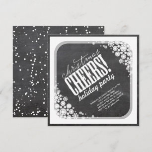 Snowflakes Cheers Chalkboard Holiday Party Invite