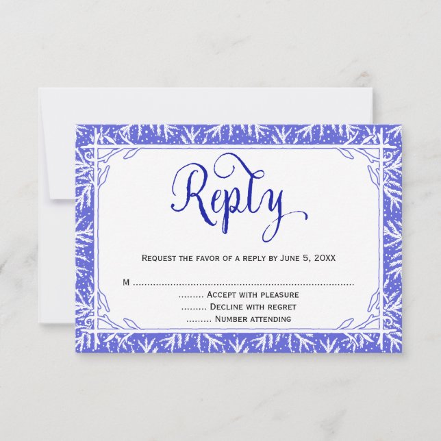 Snowflakes Christian Wedding Reply Card (Front)