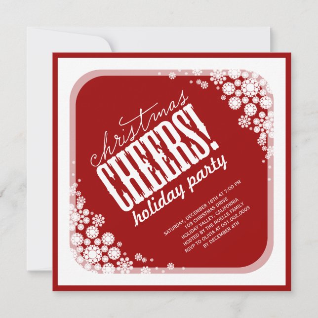 Snowflakes Christmas Cheers Classic Holiday Party  Invitation (Front)