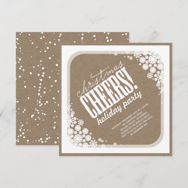 Snowflakes Christmas Cheers Holiday Party Invite (Front/Back)