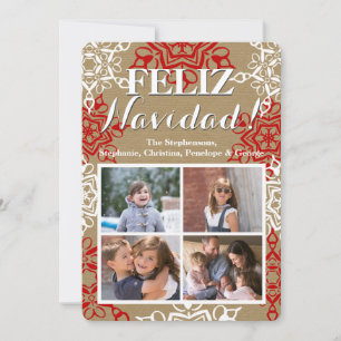 Snowflakes Christmas Craft 4 Photo Feliz Navidad Holiday Card