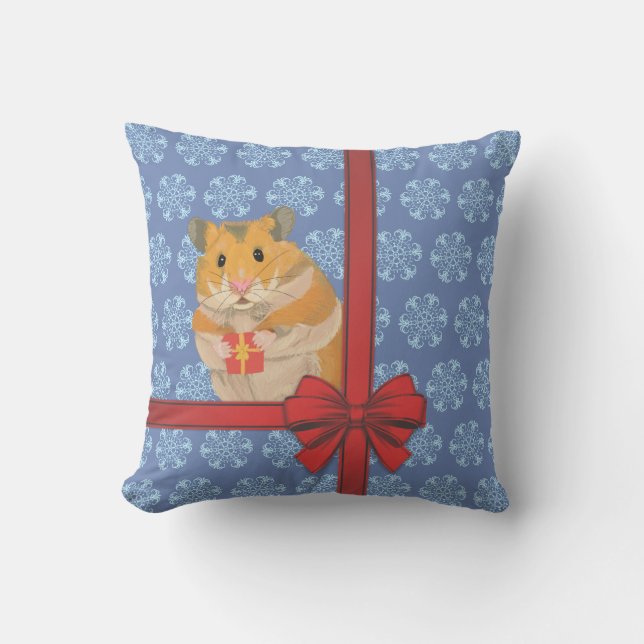 Snowflakes Christmas Hamster Cushion (Front)