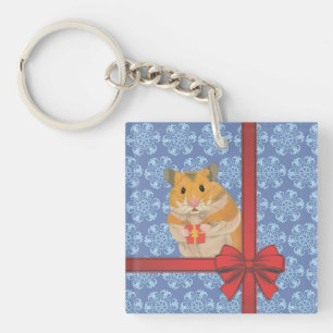 Snowflakes Christmas Hamster Key Ring