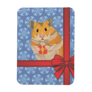 Snowflakes Christmas Hamster Magnet