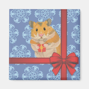 Snowflakes Christmas Hamster Magnet
