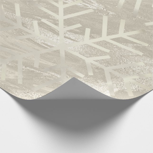 Snowflakes Christmas Holiday Ivory Marble Creamy Wrapping Paper (Corner)
