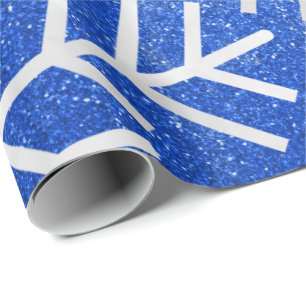 Snowflakes Christmas Holiday Merry Blue Glitter Wrapping Paper
