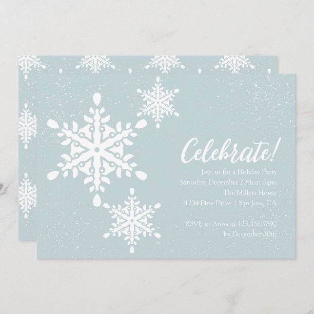 Snowflakes Christmas  Holiday Party Invitation (Front/Back)