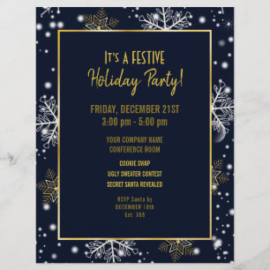 Snowflakes Christmas Holiday Party Invitation Flyer