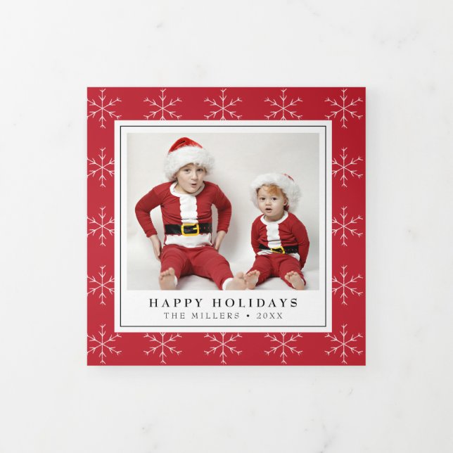 Snowflakes Christmas Holiday Trifold Photo Card (Cover)