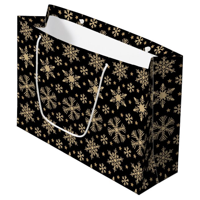 Snowflakes Christmas Large Gift Bag (Front Angled)