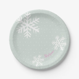 Snowflakes Christmas Paper Plates