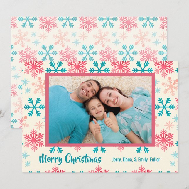 Snowflakes Christmas Photo Holiday Card (Front/Back)