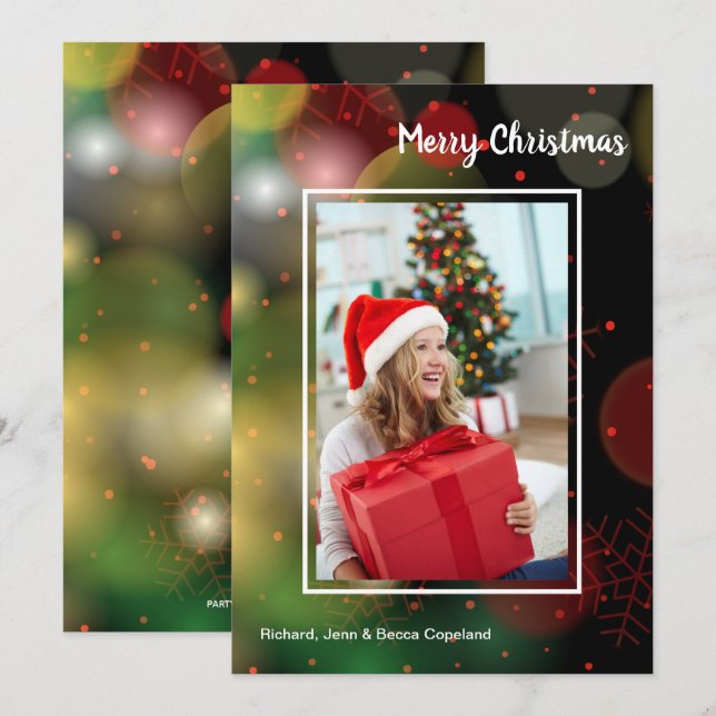Snowflakes Christmas Photo Holiday Card (Front/Back)