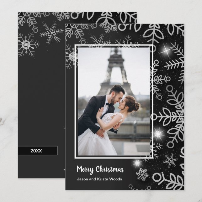 Snowflakes Christmas Photo Holiday Card (Front/Back)