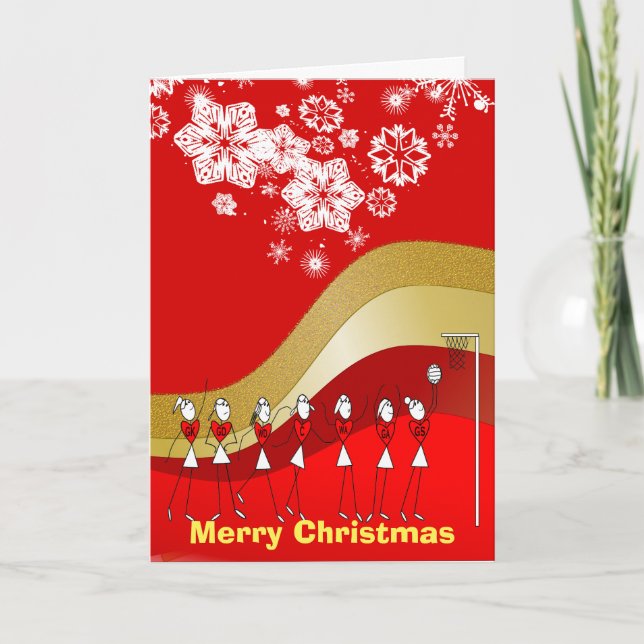 Snowflakes Christmas Themed Netball Holiday Card (Front)