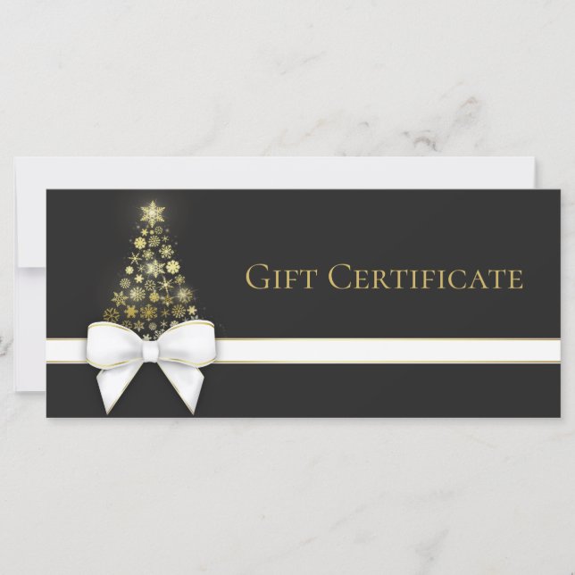 Snowflakes Christmas Tree Bow Black Grey Gift Card (Front)