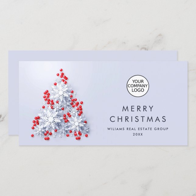 Snowflakes Christmas Tree Corporate Greeting Holiday Card (Front/Back)