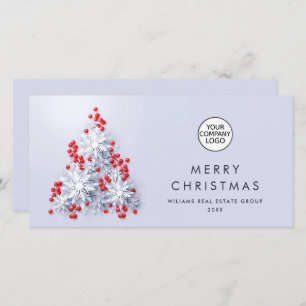 Snowflakes Christmas Tree Corporate Greeting Holiday Card