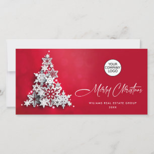 Snowflakes Christmas Tree Corporate Greeting Holiday Card