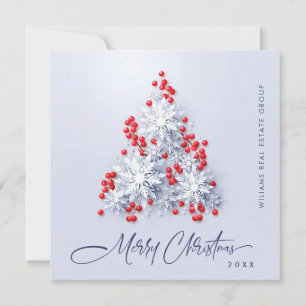 Snowflakes Christmas Tree Corporate Greeting Holiday Card