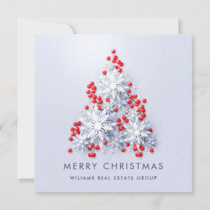 Snowflakes Christmas Tree Corporate Greeting Holiday Card