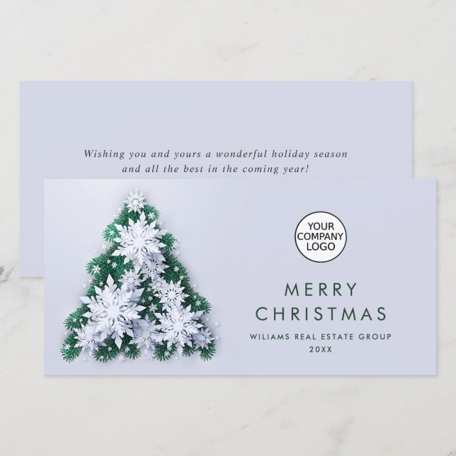 Snowflakes Christmas Tree Corporate Greeting Holiday Card (Front/Back)