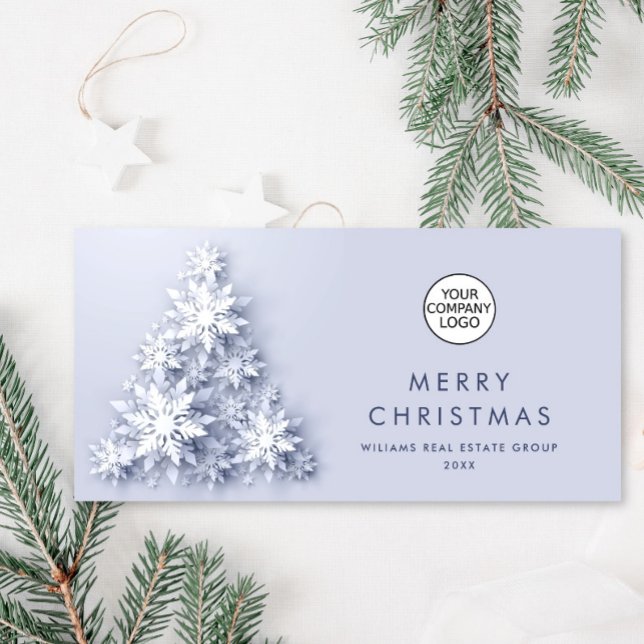 Snowflakes Christmas Tree Corporate Greeting Holiday Card (Creator Uploaded)