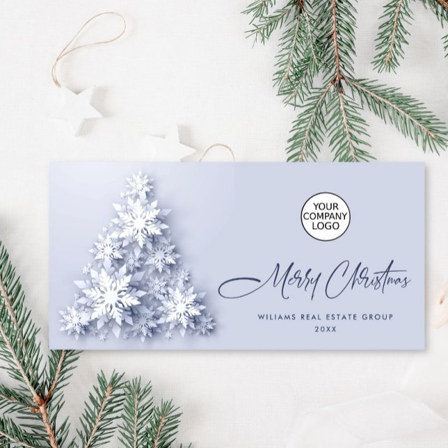 Snowflakes Christmas Tree Corporate Greeting Holiday Card (Creator Uploaded)