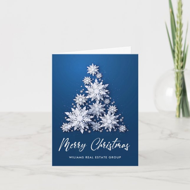 Snowflakes Christmas Tree Corporate Greeting Holiday Card (Front)