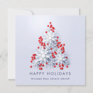 Snowflakes Christmas Tree Corporate Greeting Holiday Card