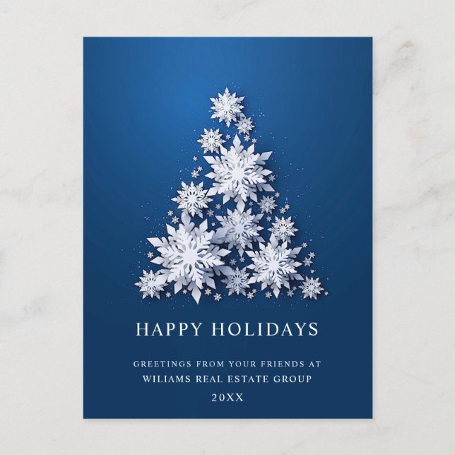 Snowflakes Christmas Tree Corporate Greeting Holiday Postcard (Front)