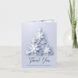 Snowflakes Christmas Tree Corporate Holiday Thank You Card