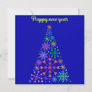 Snowflakes Christmas Tree Happy New Postal Card