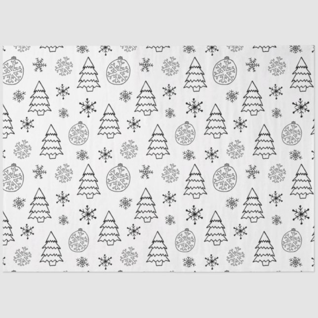 Snowflakes Christmas Trees Ornaments Christmas Tissue Paper (Front)