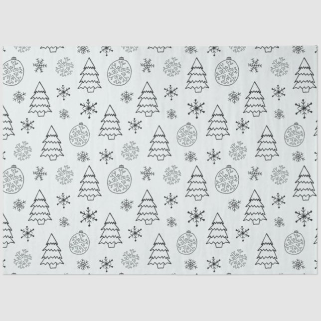 Snowflakes Christmas Trees Ornaments Christmas Tissue Paper (Front)
