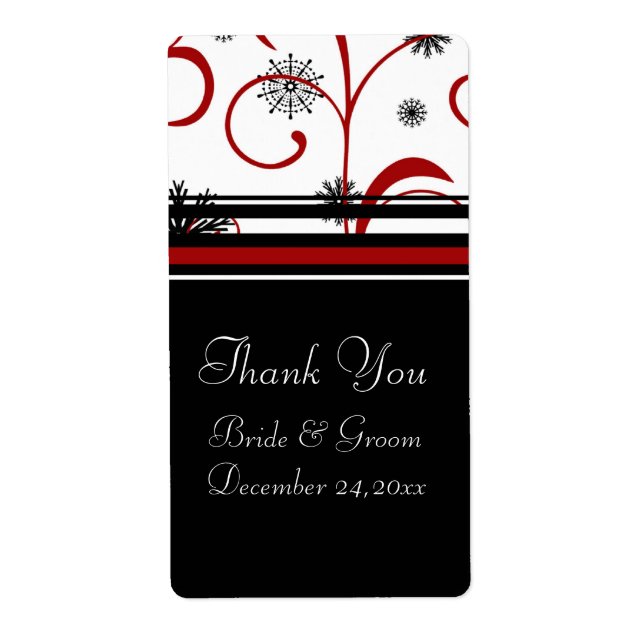 Snowflakes Christmas Wedding Labels (Front)