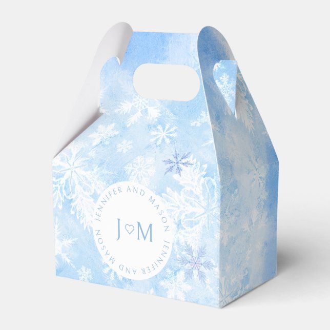 Snowflakes Christmas wedding monogram favour boxes (Front Side)
