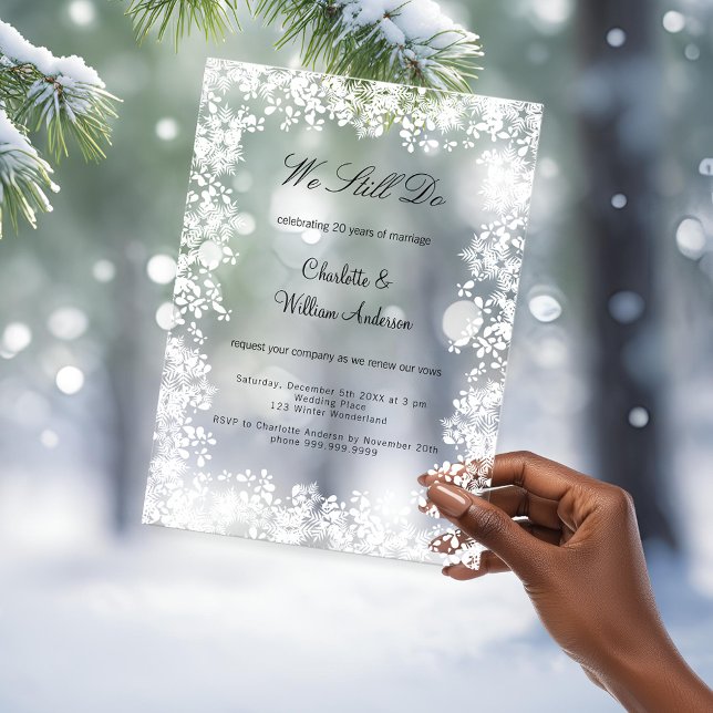 Snowflakes clear wedding vow renewal acrylic invitations (Creator Uploaded)