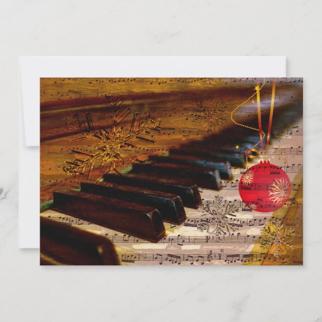 snowflakes collage rustic pianist holiday Cards (Front)