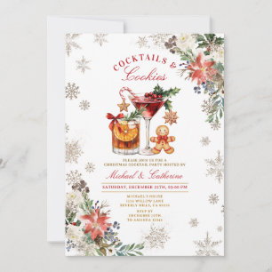 Snowflakes Cookies & Cocktails Cozy Rustic  Invitation