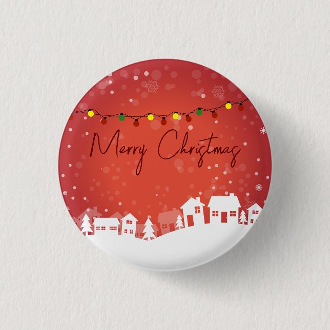 Snowflakes covered the Christmas Houses  3 Cm Round Badge (Front)