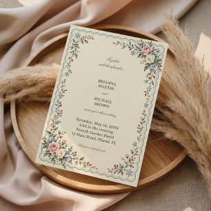 Snowflakes Dance Between Pastel Blossoms Invitation