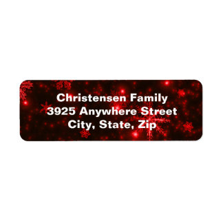Snowflakes Deep Red Background Address Labels