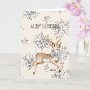 Snowflakes Deer Christmas Card