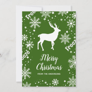 Snowflakes deer green Christmas Holiday Card